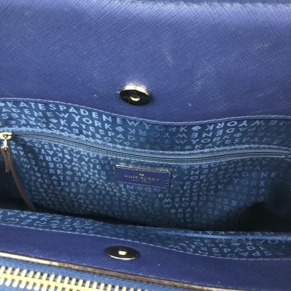 Kate Spade Newbury Lane Jules Navy Leather Tote - Picture 3 of 8